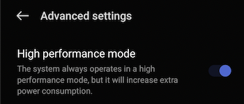 Advanced High Performance Mode