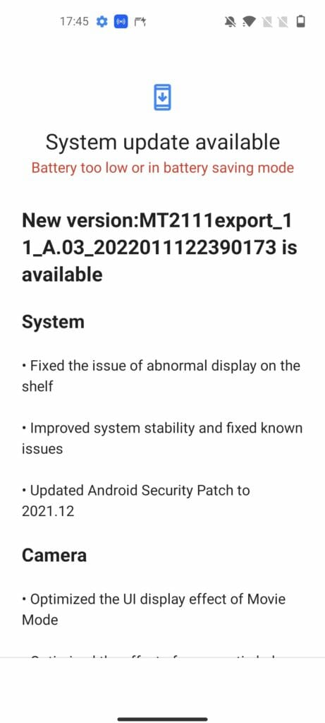 OnePlus 9RT OTA Out of the Box